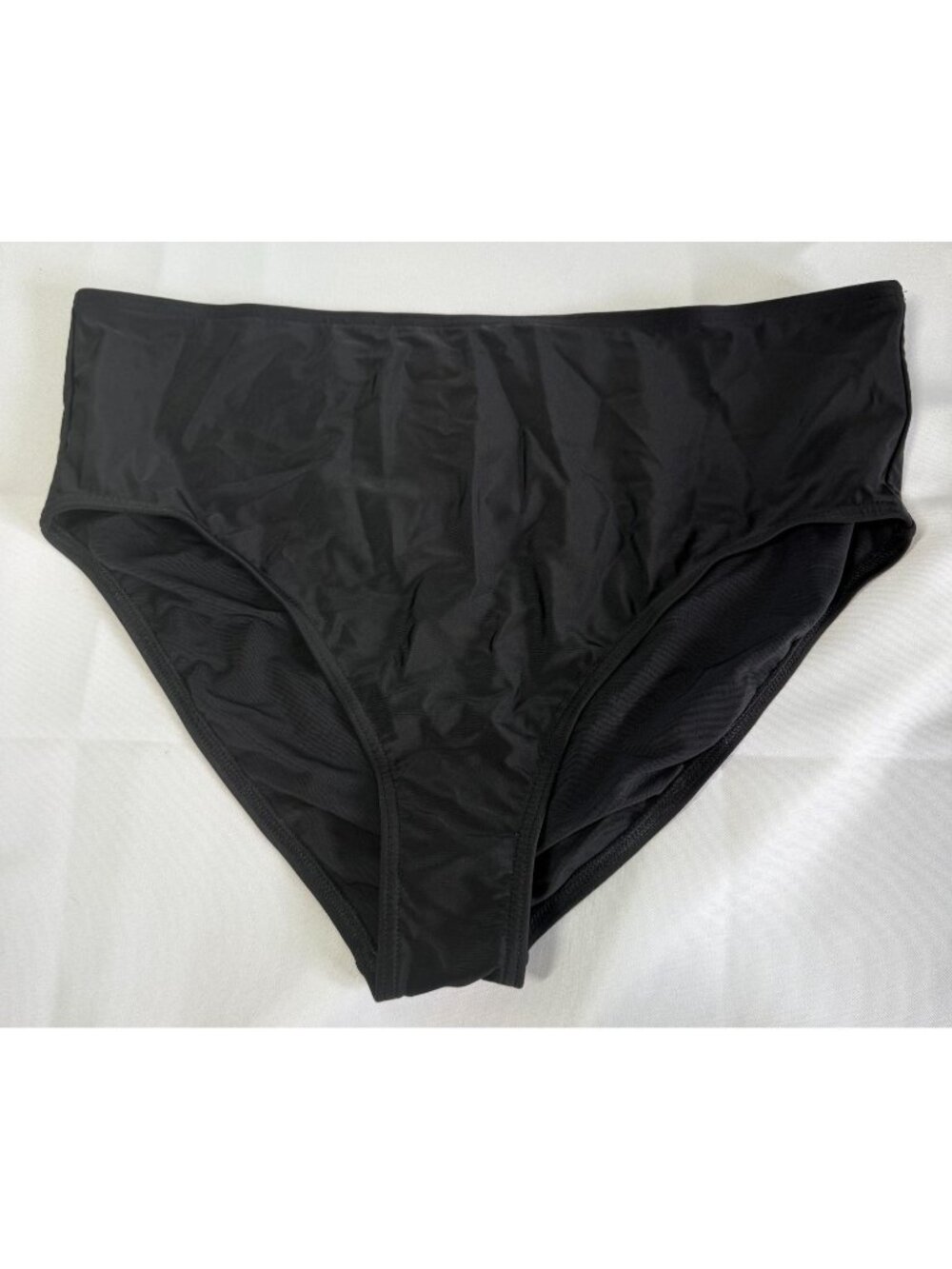 Lands' End High Waisted Bikini Bottom XL (18) Black 360 Control Tummy UPF 50 NWT